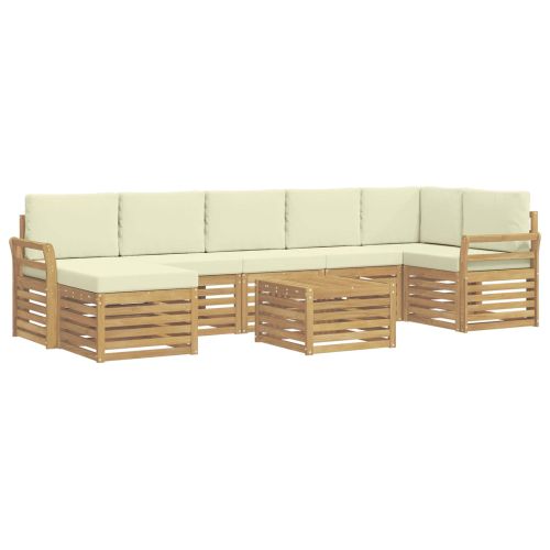 Комплект дивани за открито 8 pcs Бяло и кремаво 59 x 59 x 37 см