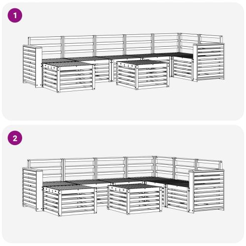Комплект дивани за открито 8 pcs Бяло 59 x 59 x 37 см