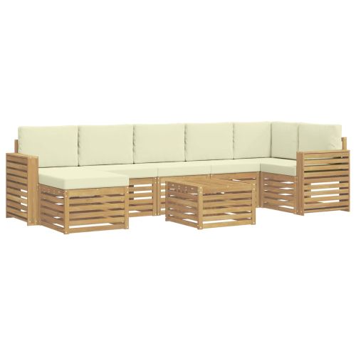 Комплект дивани за открито 8 pcs Бяло и кремаво 59 x 59 x 37 см