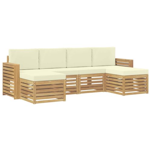 Комплект дивани за открито 6 pcs Бяло и кремаво
