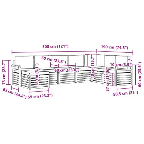 Комплект дивани за открито 8 pcs Бяло и антрацит