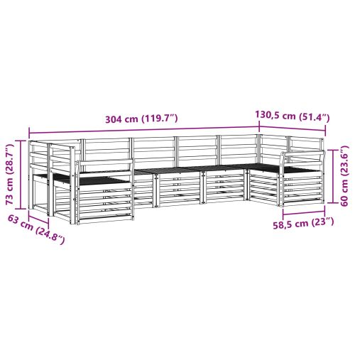 Комплект дивани за открито 7 pcs Бяло 304 x 130,5 x 73 см