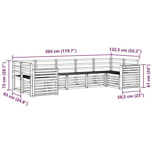 Комплект дивани за открито 7 pcs Бяло 304 x 132,5 x 73 см