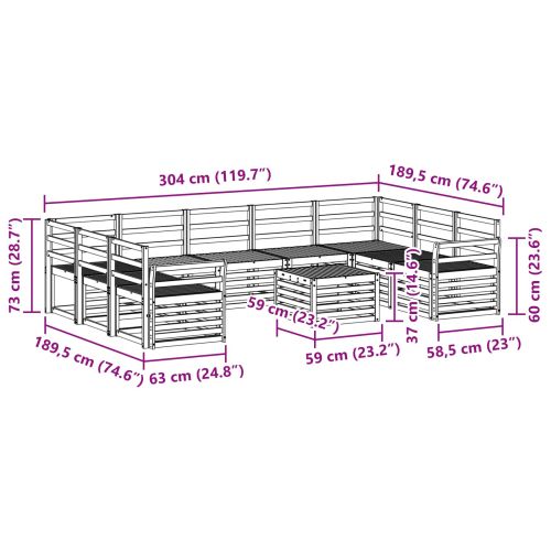 Комплект дивани за открито 10 pcs Бяло 59 x 59 x 37 см
