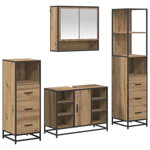 Комплект мебели за баня с чекмедже 4 pcs Дъб Инженерно дърво