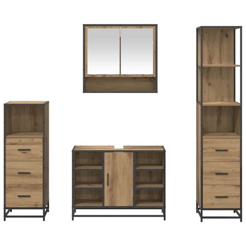 Комплект мебели за баня с чекмедже 4 pcs Дъб Инженерно дърво