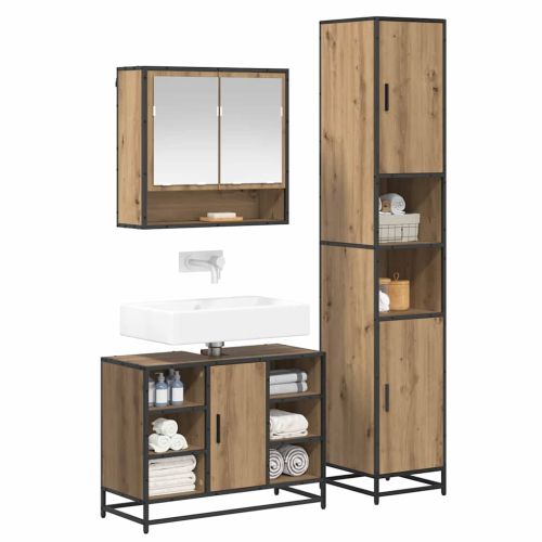 Комплект мебели за баня 3 бр. Дъб 35 x 37,5 x 188,5 см