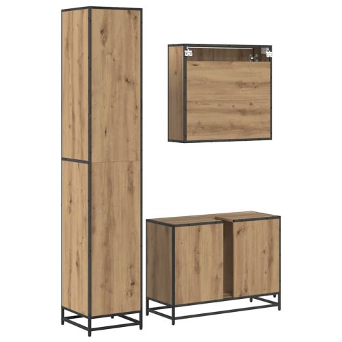 Комплект мебели за баня 3 бр. Дъб 35 x 37,5 x 188,5 см