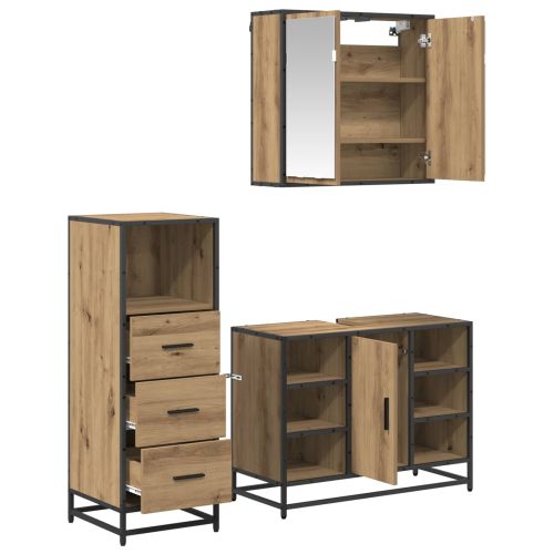 Комплект мебели за баня 3 бр. Дъб 80 x 33 x 60 см
