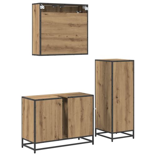 Комплект мебели за баня 3 бр. Дъб 80 x 33 x 60 см