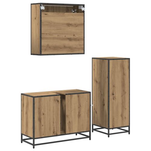 Комплект мебели за баня 3 бр. Дъб 80 x 33 x 60 см