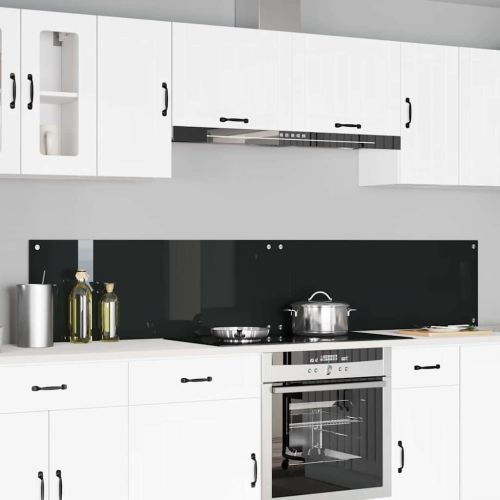 Кухненски гръб 2 pcs Черно 110 x 40 cm закалено стъкло