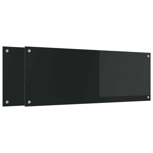 Кухненски гръб 2 pcs Черно 110 x 40 cm закалено стъкло
