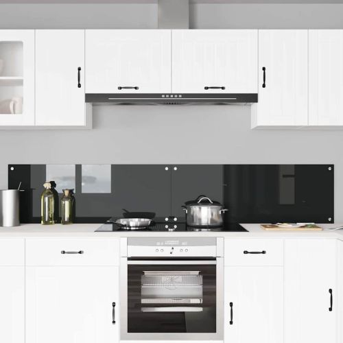 Кухненски гръб 2 pcs Черно 110 x 40 cm закалено стъкло