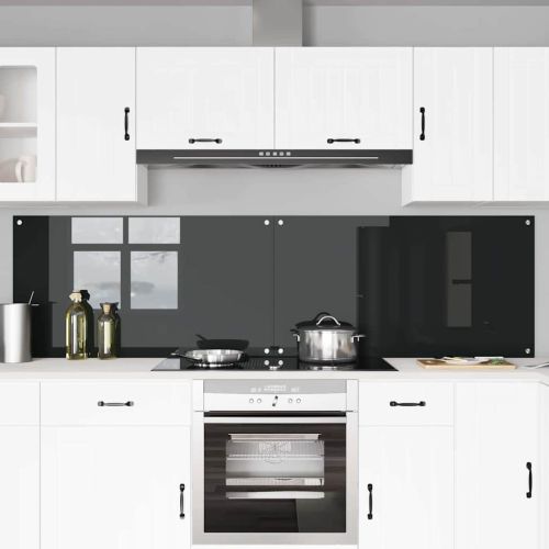 Кухненски гръб 2 pcs Черно 110 x 60 cm закалено стъкло