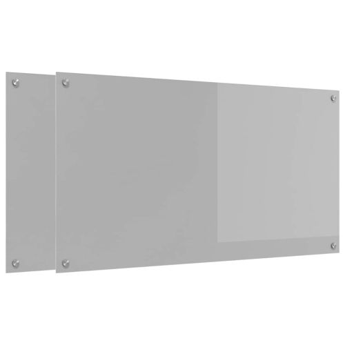 Кухненски гръб 2 pcs Светлосиво 110 x 60 cm закалено стъкло