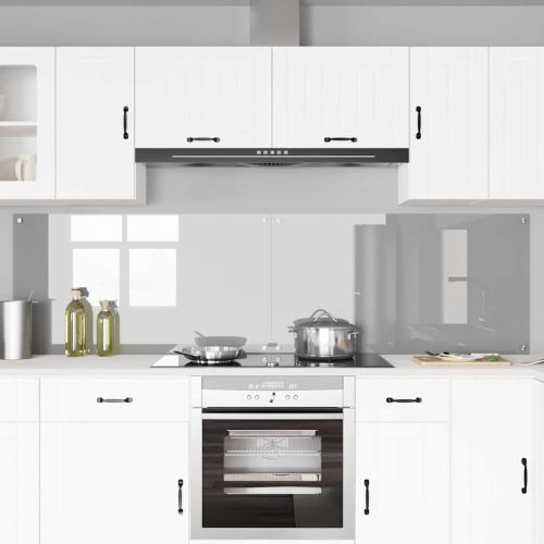 Кухненски гръб 2 pcs Светлосиво 110 x 60 cm закалено стъкло