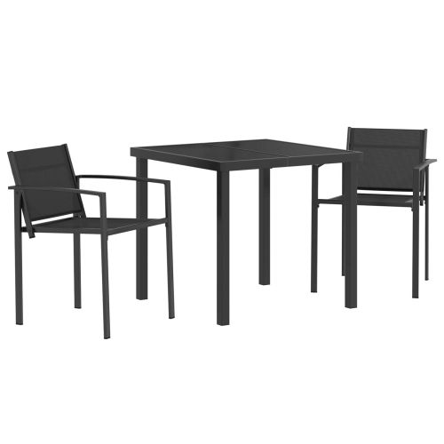 Комплект за външни мебели 3 pcs Черно и антрацит Textilene