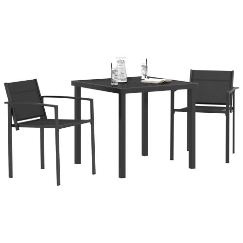 Комплект за външни мебели 3 pcs Черно и антрацит Textilene