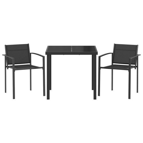 Комплект за външни мебели 3 pcs Черно и антрацит Textilene