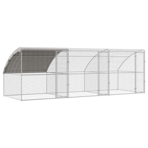 Клетка за пилета 3 pcs Сребрист 600 x 200 x 200 см Стомана и PE