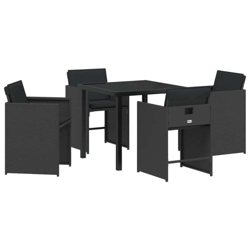 Комплект за хранене в градината 5 pcs Черно полиратан