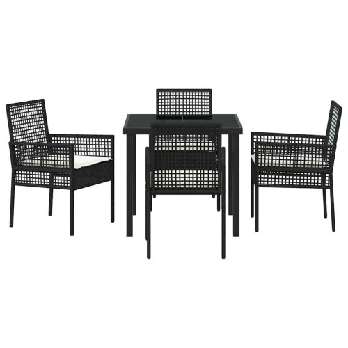 Комплект за хранене в градината 5 pcs Черно полиратан