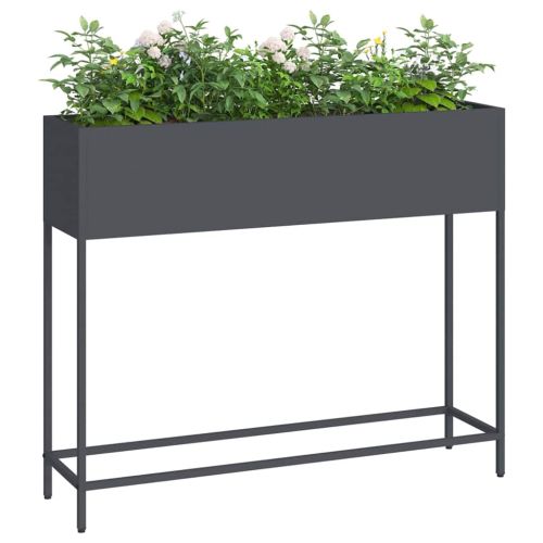 Повдигната градинска саксия Антрацит 100 x 26 x 82 см Стомана