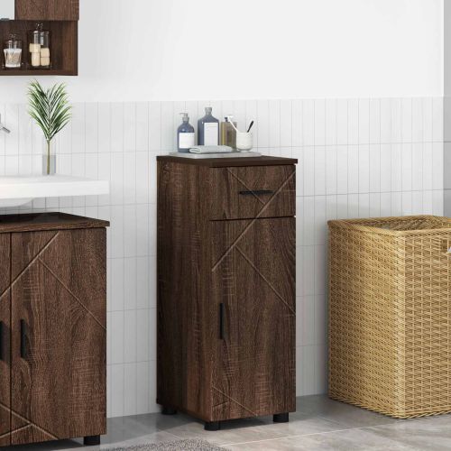 Шкаф за баня Кафяв дъб 30 x 35 x 80 см Инженерно дърво & Метал