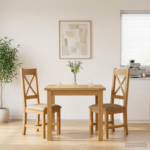 Трапезен стол 2 pcs Масивен дъб Бежово 45 x 54 x 105 см