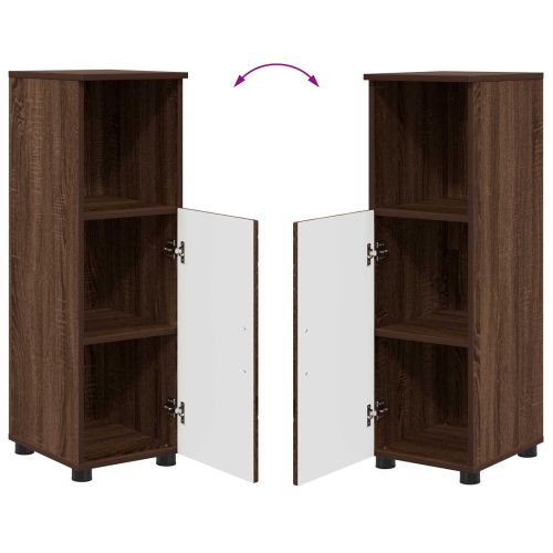 Шкаф за баня Кафяв дъб 30 x 35 x 95 см Инженерно дърво & Метал