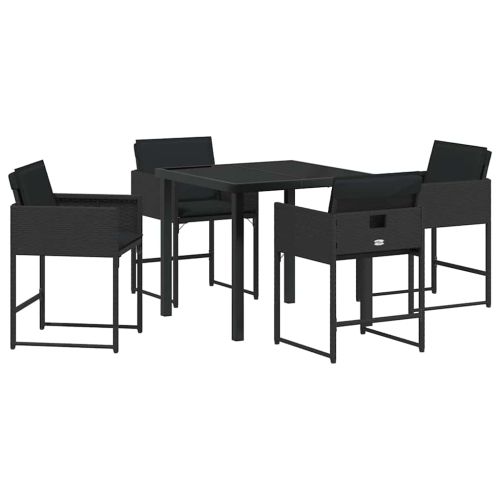 Комплект за хранене в градината 5 pcs Черно полиратан