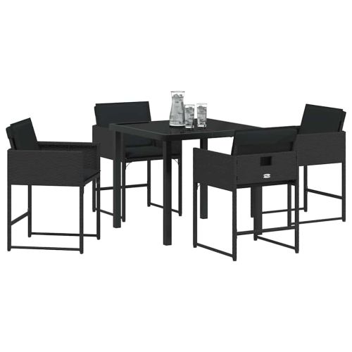Комплект за хранене в градината 5 pcs Черно полиратан