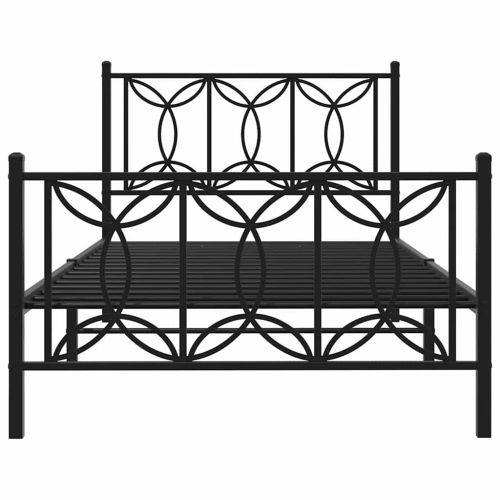 Метална рамка за легло с горна и долна табла, черна, 100x200 см