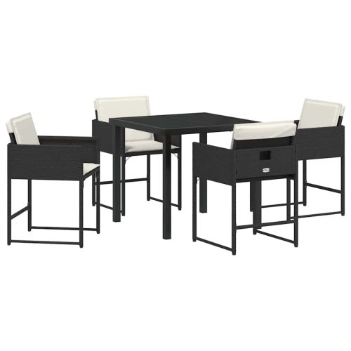 Комплект за хранене в градината 5 pcs Черно полиратан