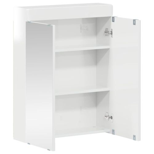 Шкаф с огледало за баня TULUM Лъскаво бяло 60 x 16,5 x 78 см
