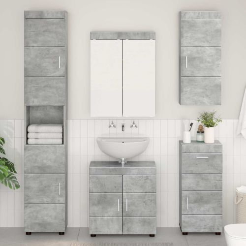 Банен стенен шкаф с рафт TULUM Циментено сиво 37 x 24,5 x 86 см