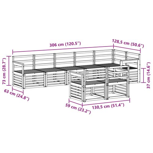 Комплект дивани за открито 8 pcs Бяло 306 x 128,5 x 73 см
