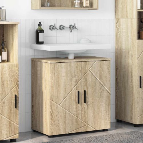 Шкаф за баня Сонома дъб 61 x 35 x 64 см Инженерно дърво & Метал