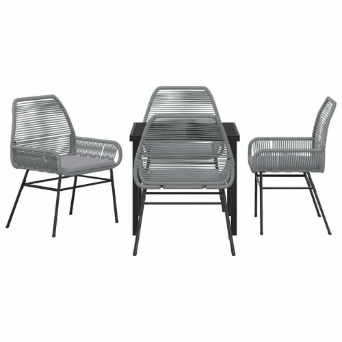 Комплект за хранене в градината 5 pcs Сив полиратан