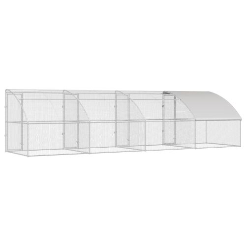 Клетка за пилета 4 pcs Сребрист 800 x 200 x 200 см Стомана и PE