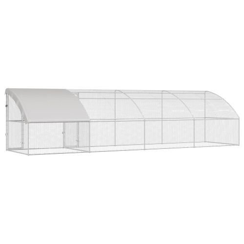 Клетка за пилета 4 pcs Сребрист 800 x 200 x 200 см Стомана и PE