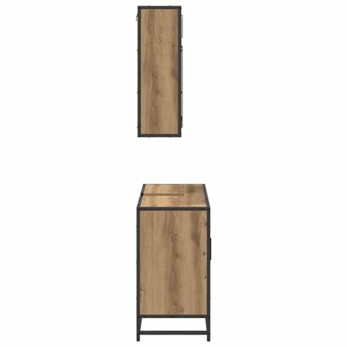 Комплект мебели за баня с рафт 2 pcs Дъб Инженерно дърво