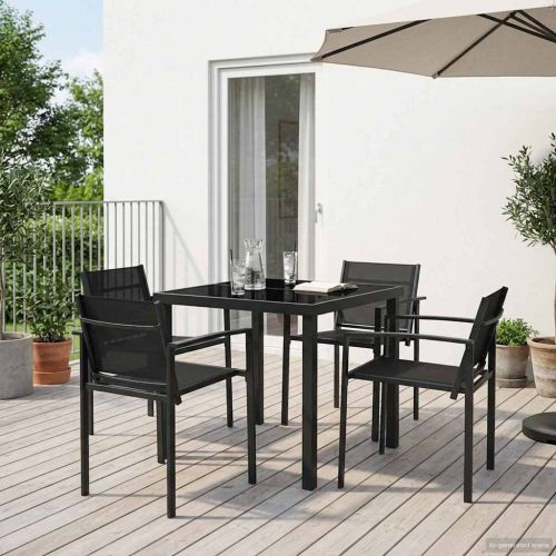 Комплект за външни мебели 5 pcs Черно и антрацит Textilene