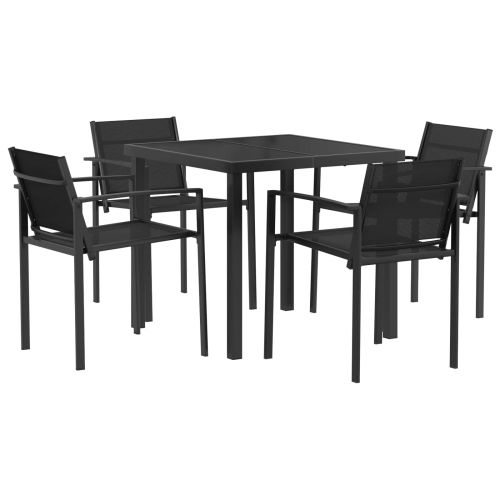 Комплект за външни мебели 5 pcs Черно и антрацит Textilene