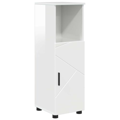 Шкаф за баня със съхранение Лъскаво бяло 30 x 35 x 95 см