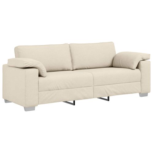 Диван 3 pcs Бежово 219 x 80 x 82 см Ленена смесена тъкан