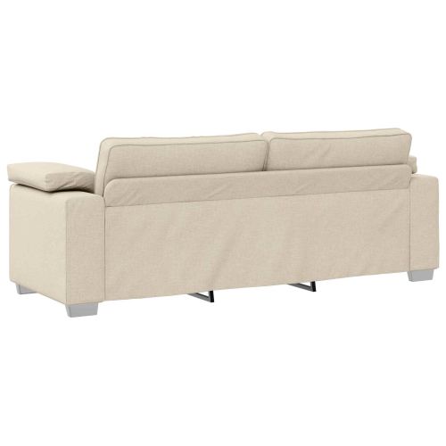 Диван 3 pcs Бежово 219 x 80 x 82 см Ленена смесена тъкан