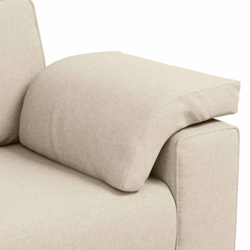 Диван 2 pcs Бежово 219 x 80 x 82 см Ленена смесена тъкан