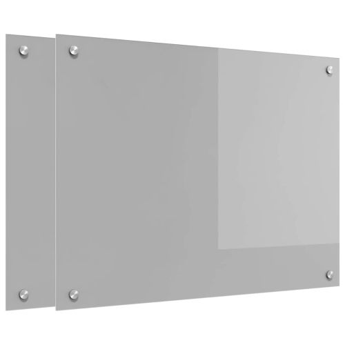 Кухненски гръб 2 pcs Светлосиво 80 x 60 cm закалено стъкло